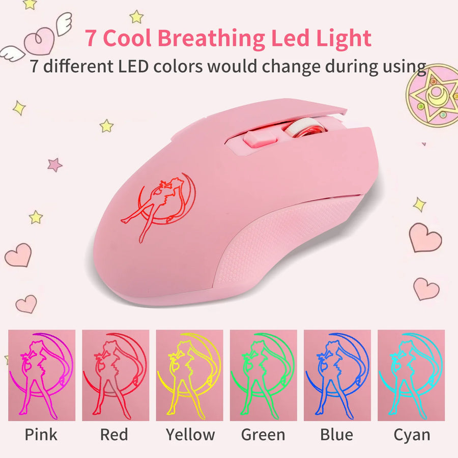 Souris Gaming Rose Sans-fil, souris gamer sans fil coloris rose, visuel 3