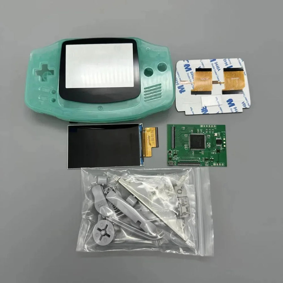 Kit écran IPS 2,9 pouces et coque de remplacement pour Game Boy Advance AGB-001 — Bleu glacier
