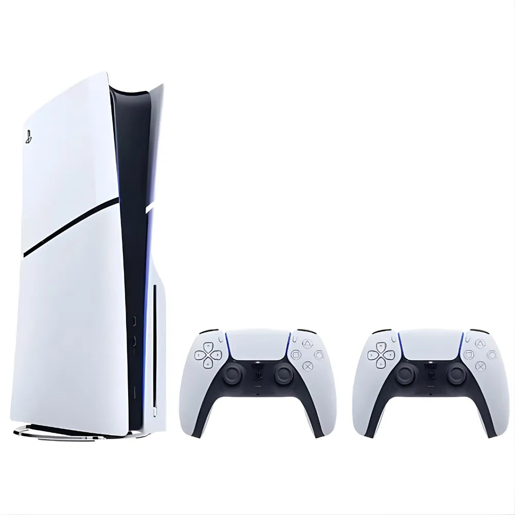 Sony PlayStation 5 Slim Pack 2 DualSense avec deux manettes et design élégant.