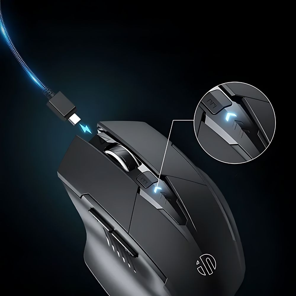 Souris Gaming Sans-fil INC Noir Signaux de batterie de recharge