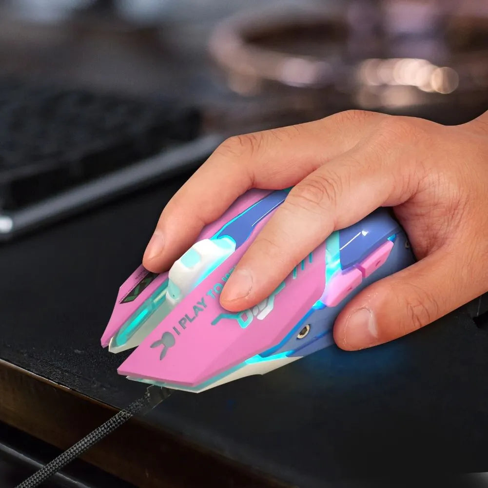 Souris Gaming Silencieuse Rose Ergonomique