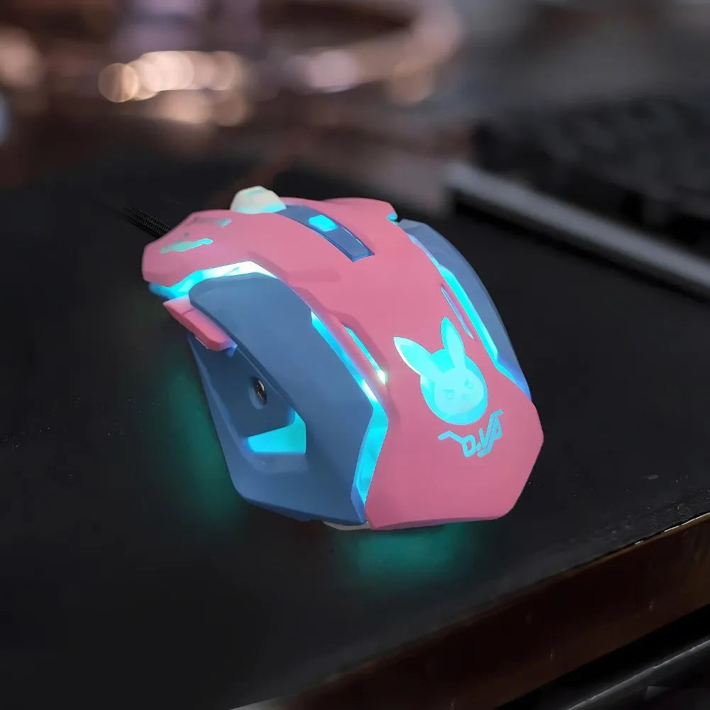 Souris Gaming Silencieuse Rose LED