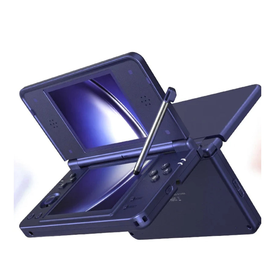 Anbernic RG DS Plus bleue, console à double écran ouverte avec son stylet