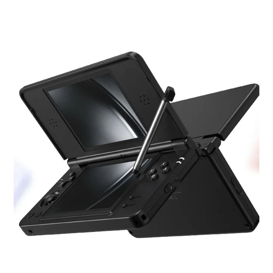 Anbernic RG DS Plus noire, console à double écran ouverte avec son stylet