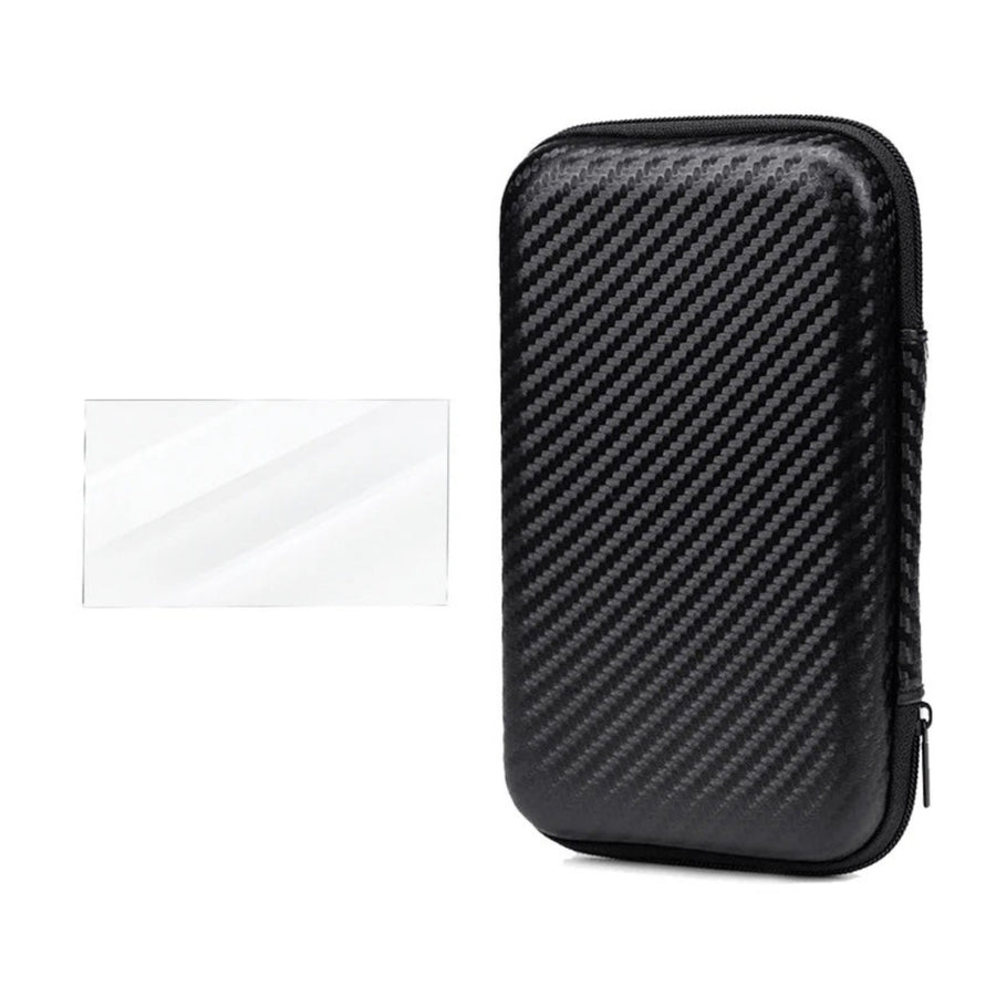 Étui rigide EVA motif carbone pour TrimUI Smart Pro S et film en verre trempé pour l'écran