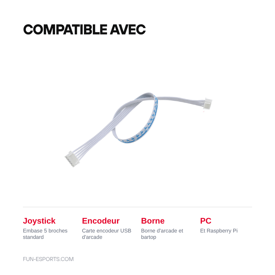 Compatible avec — Faisceau de câbles pour stick arcade — 5 broches, XH2.54 et Dupont