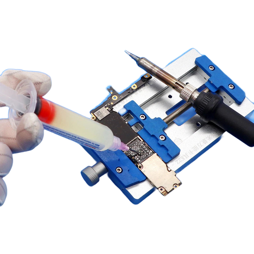 RMA-223 solder flux in a 10 cc syringe — with needle