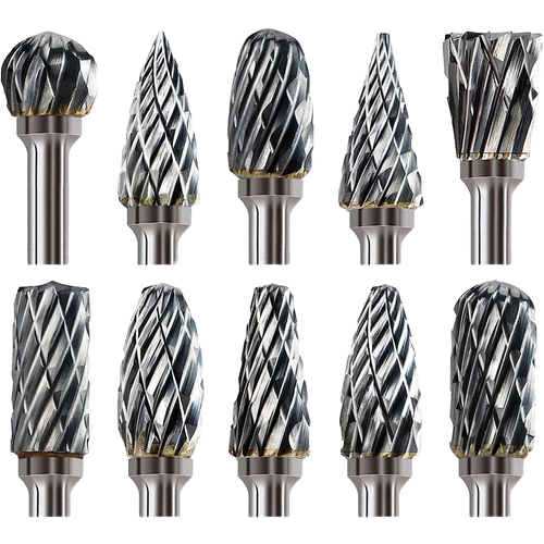 Carbide rotary burrs 3.2 mm — set of 10 for rotary tools