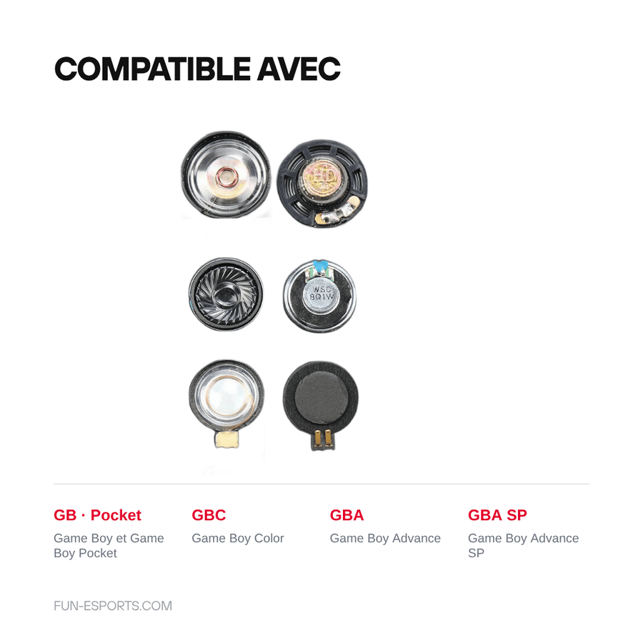 Compatible avec — Haut-parleur de rechange Game Boy, GBC, GBA et GBA SP — à souder