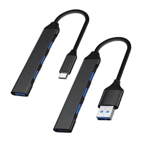 Hub USB 4 ports USB-A ou USB-C — norme USB 3.0, câble 15 cm