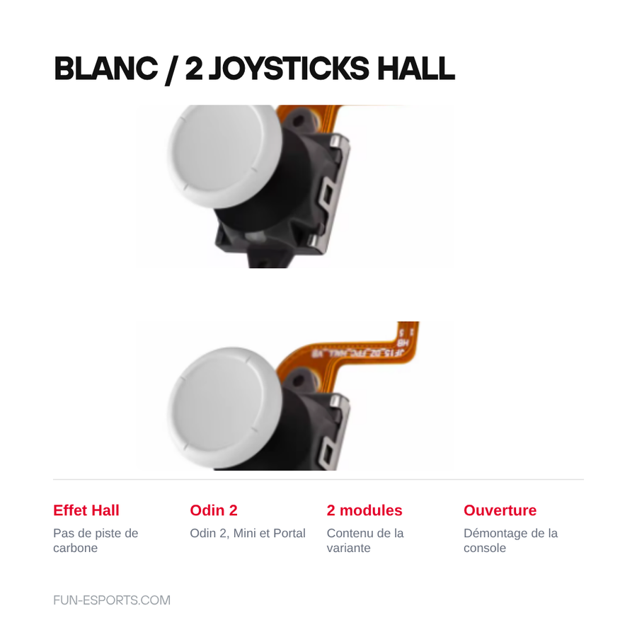 Variante blanc, 2 modules de joystick à effet Hall pour Odin 2