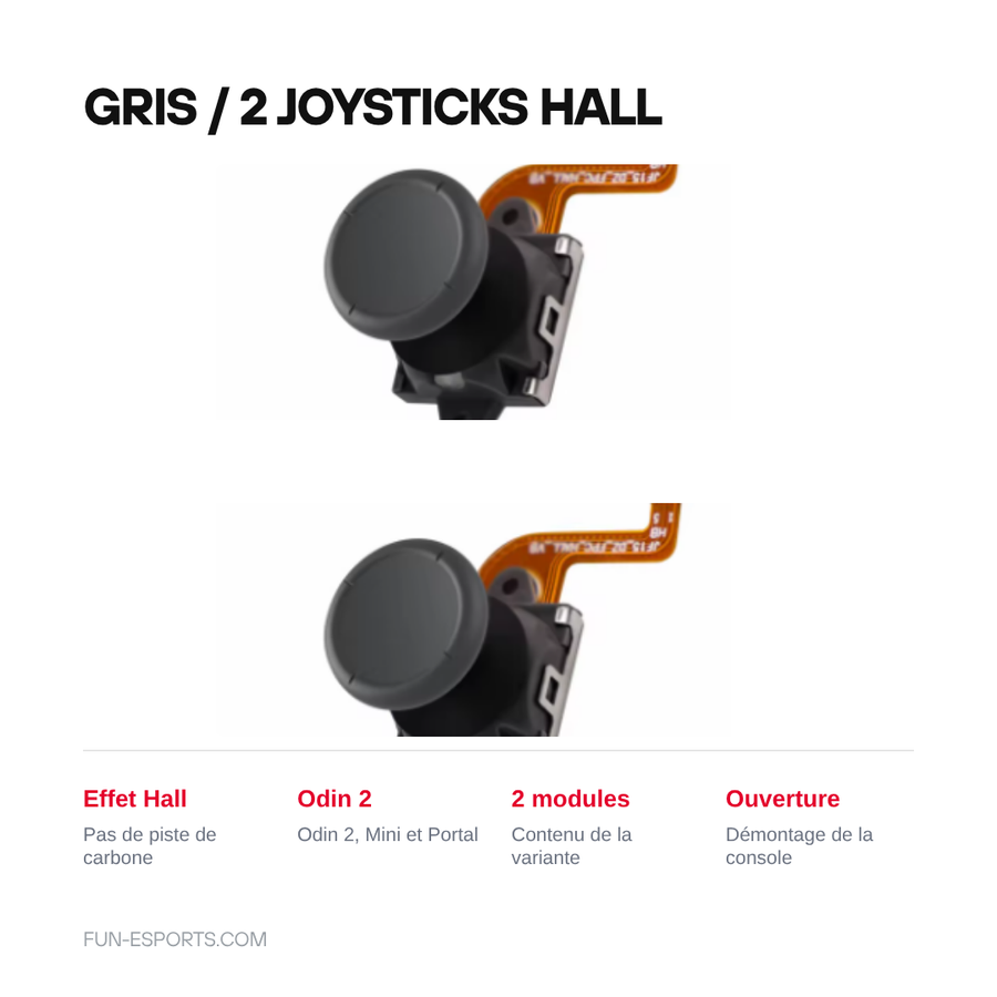 Variante gris, 2 modules de joystick à effet Hall pour Odin 2