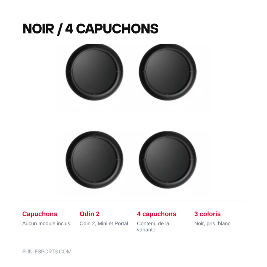 Variante noir, 4 capuchons de joystick pour Odin 2