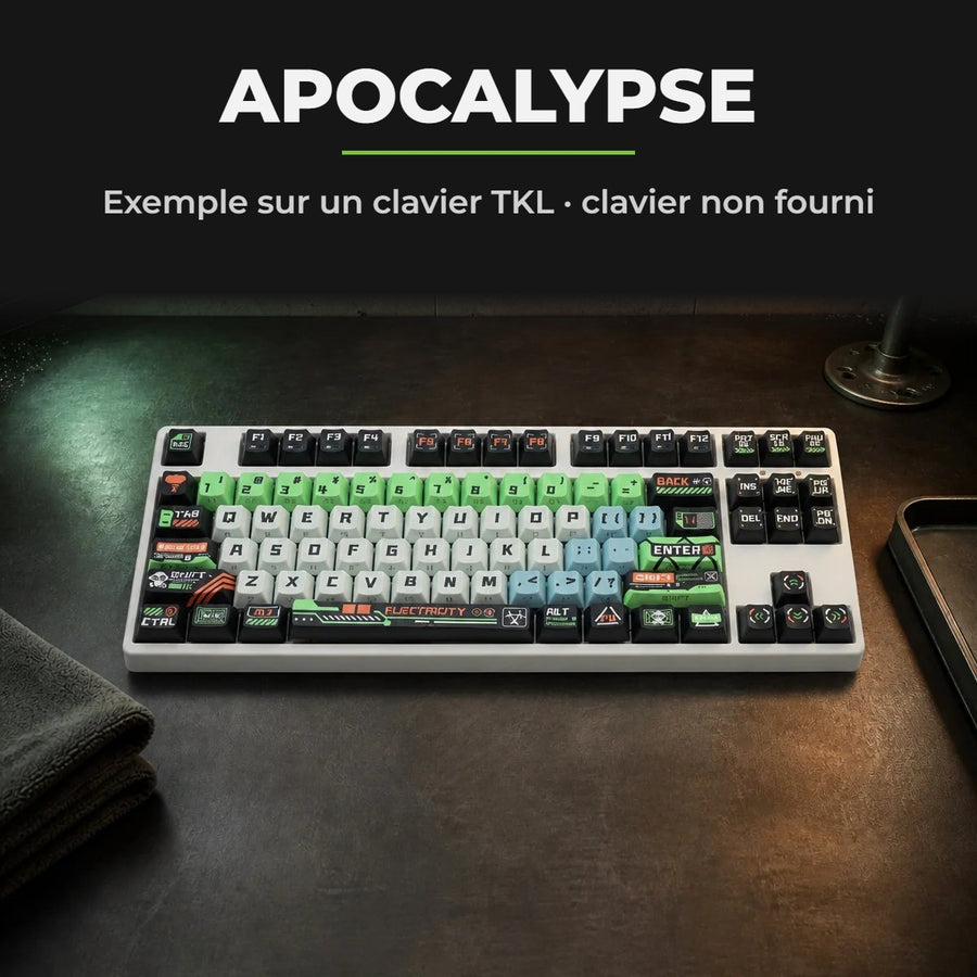 Keycaps Apocalypse montées sur un clavier TKL