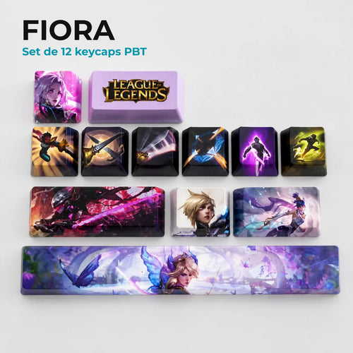 Keycaps Fiora League of Legends – des pastels qui tiennent sur clavier blanc