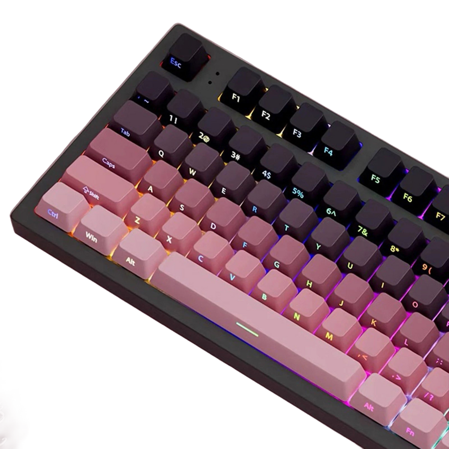 Ensemble de touches PBT au profil OEM disposées en clavier complet, légendes imprimées sur le flanc
