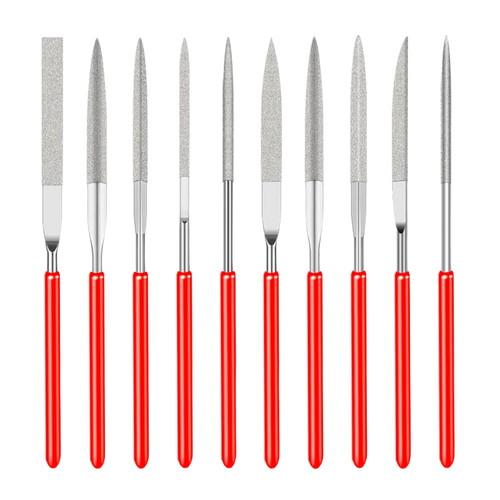Set of 10 diamond needle files 3 x 140 mm — shell fitting