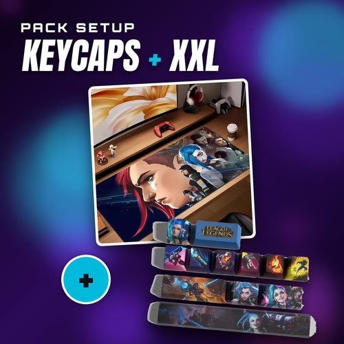 Pack setup Jinx — keycaps Jinx + tapis XXL Arcane Arcane fond noir