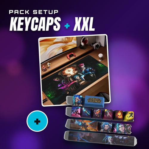Pack setup Jinx — keycaps Jinx + tapis XXL Arcane Jinx, Vi et Silco