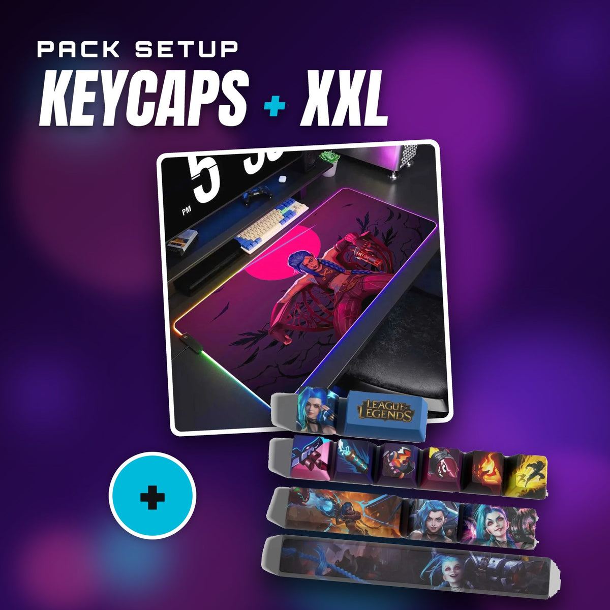 Pack Jinx : keycaps + tapis de souris XXL – visuel Jinx Portrait