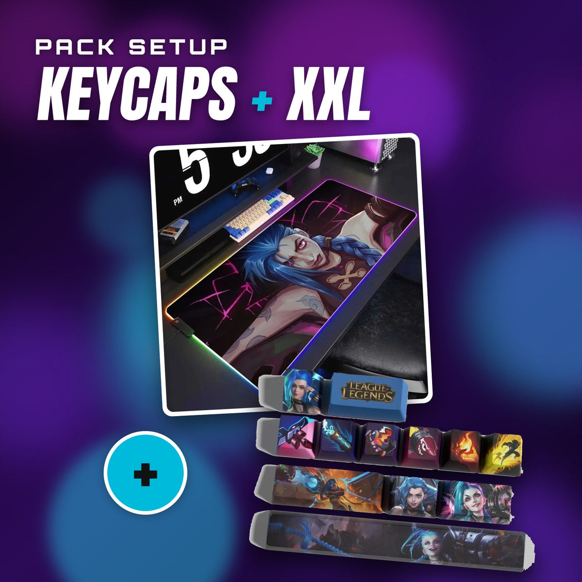 Pack Jinx : keycaps + tapis de souris XXL – visuel Jinx Powder
