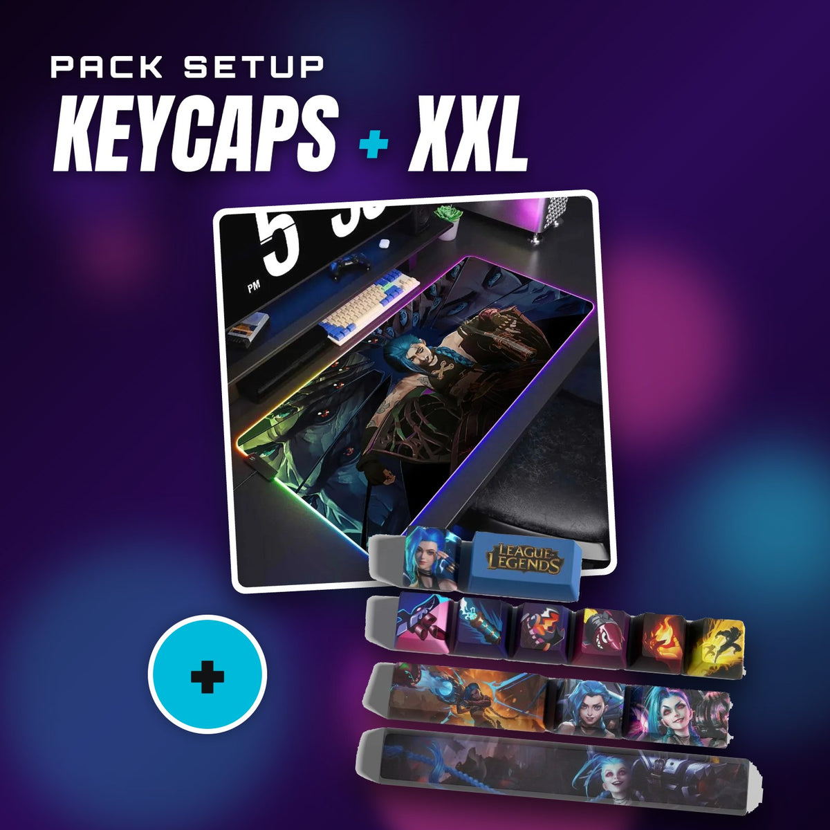 Pack Jinx : keycaps + tapis de souris XXL – visuel Jinx & Silco