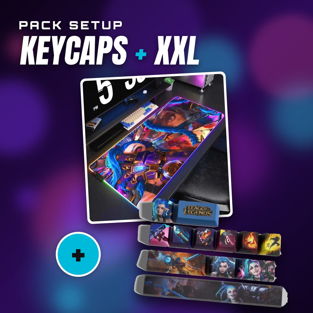 Pack Jinx : keycaps + tapis de souris XXL – visuel Jinx & Vi