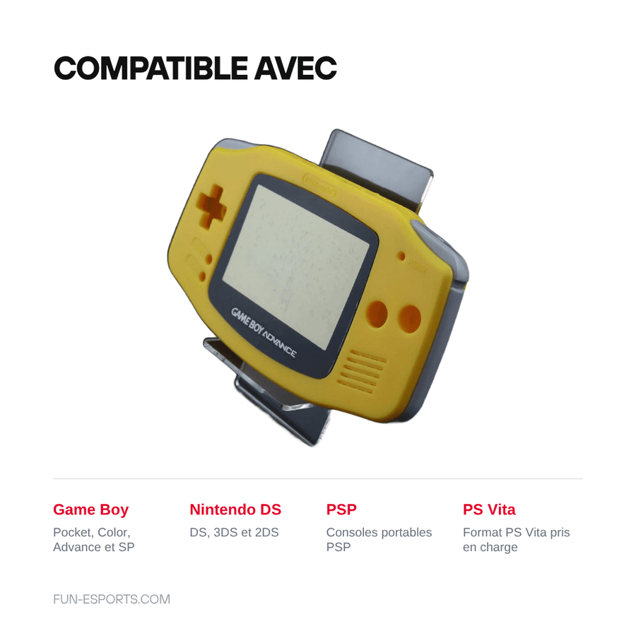 Compatible avec — Présentoir acrylique consoles portables — Game Boy, PSP, DS, PS Vita