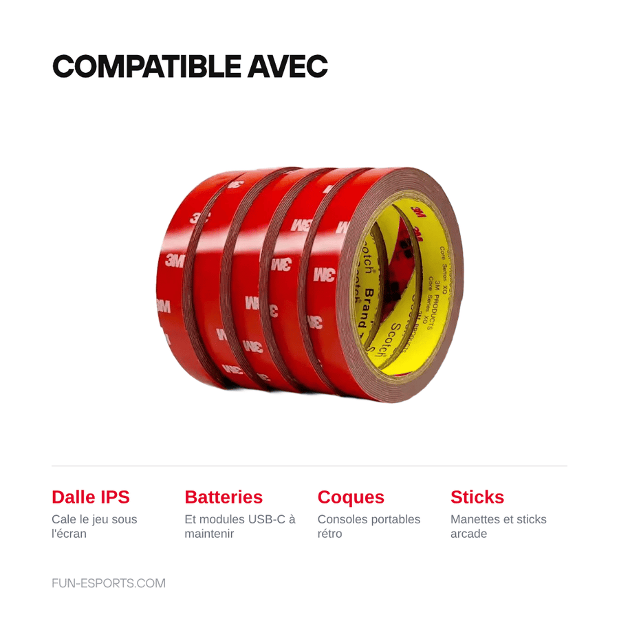 Compatible avec — Ruban adhésif double face mousse pour modding — 3 m, 1 mm