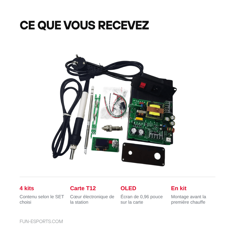 Ce que vous recevez — Station de soudage T12 en kit à monter — écran OLED, 200 à 480 °C