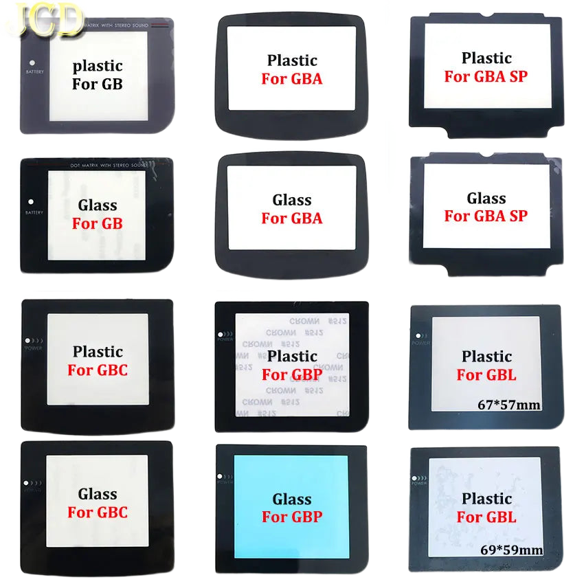 Vitres de protection d'écran en verre et en plastique, découpées pour Game Boy, GBC, GBA et GBA SP