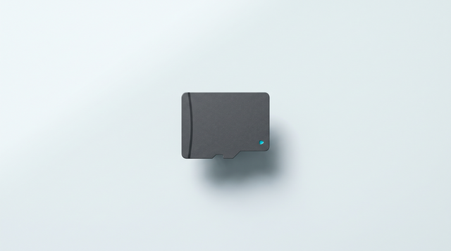 Une seule carte microSD vierge, seule au centre du cadre