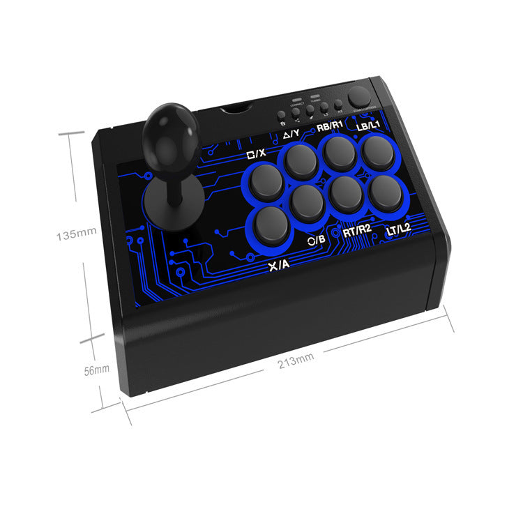Stick arcade filaire 7-en-1 noir, manche et boutons de façade, pour Switch, PS4, PS3, PC et Android