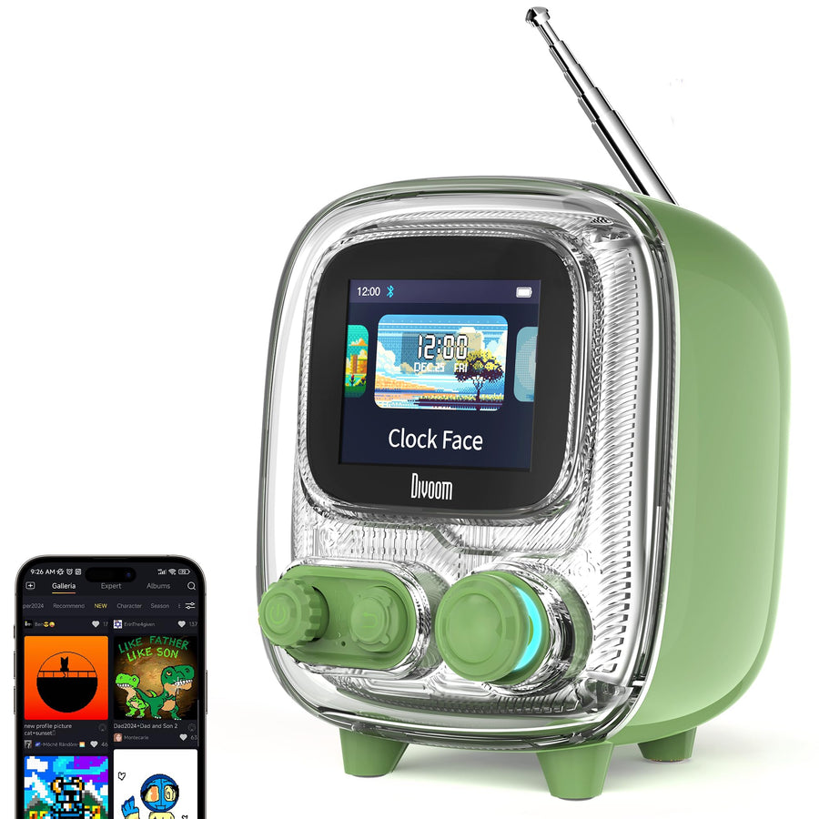Enceinte Divoom Tiivoo-2 verte avec l'application sur smartphone