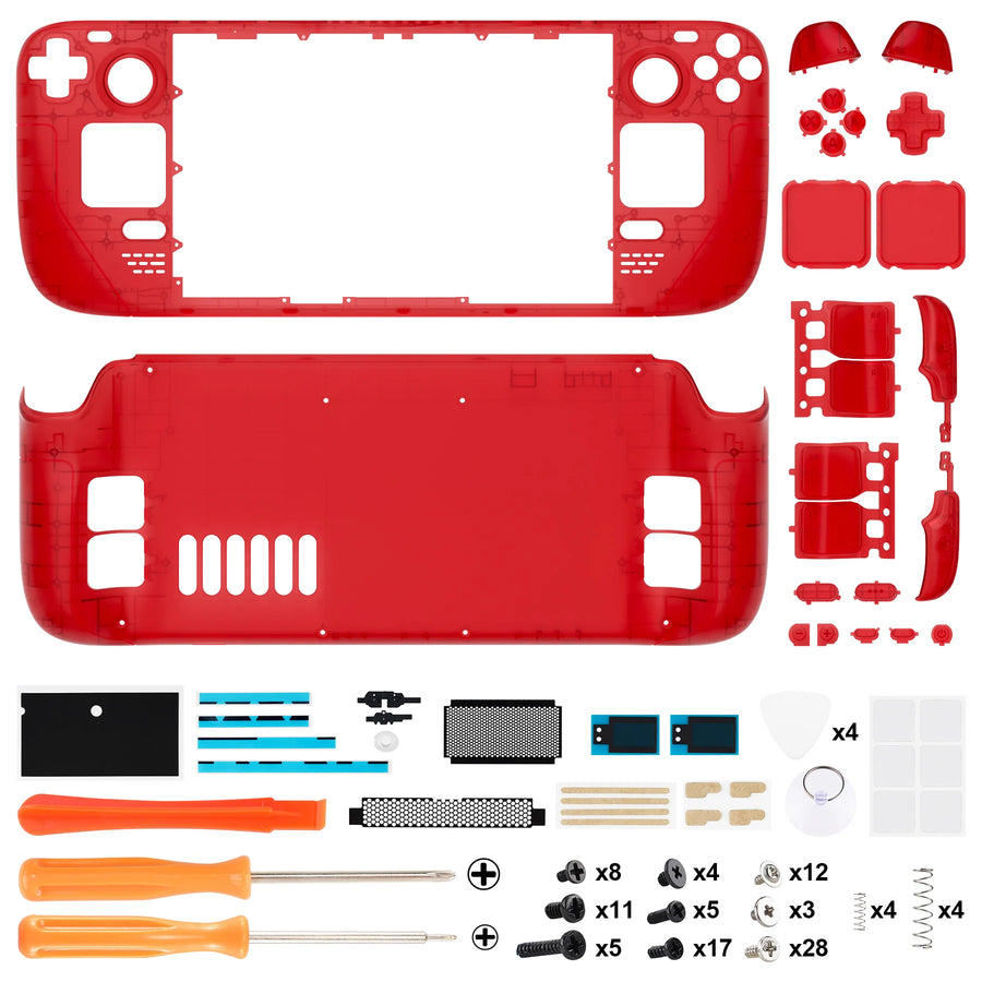 Coque complète eXtremeRate pour Steam Deck LCD, coloris rouge translucide — visuel 41