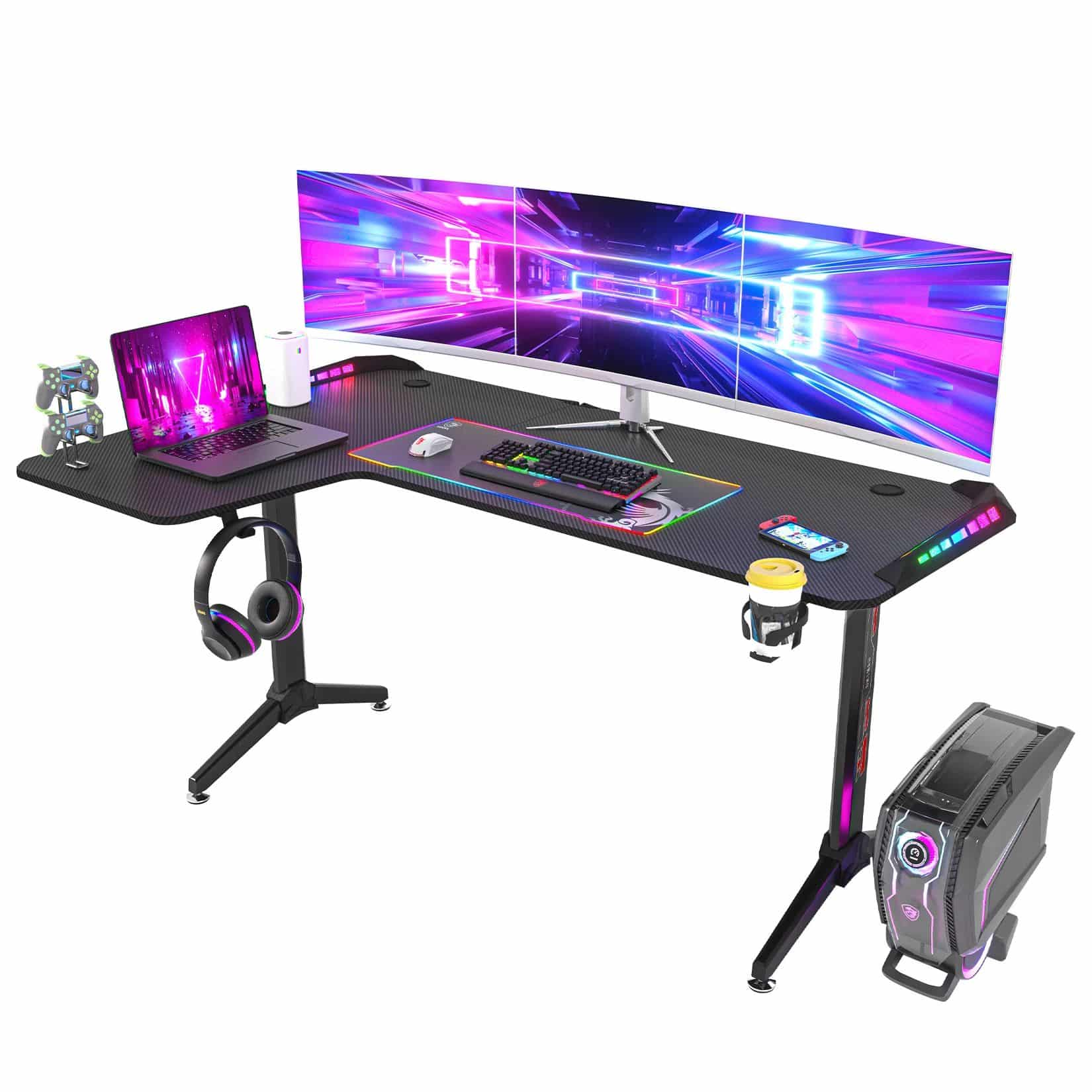 Bureau gamer d'angle led rgb