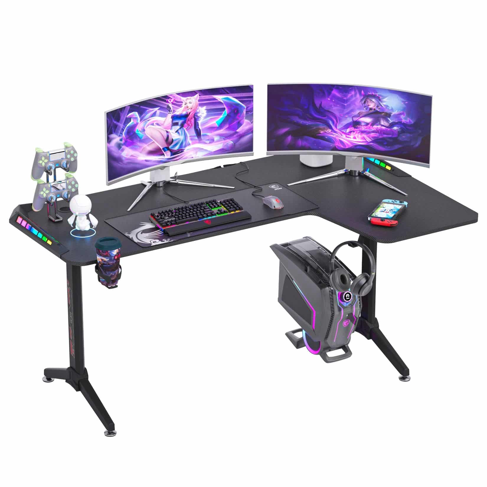 Bureau Gamer a angle droit led RGB