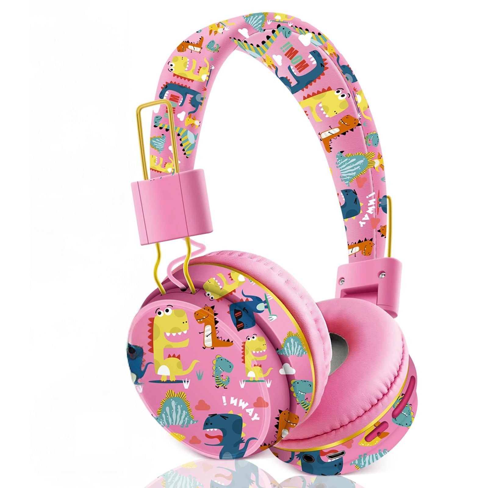 Casque Audio enfant rose dinosaure pour nos petites aventurières 