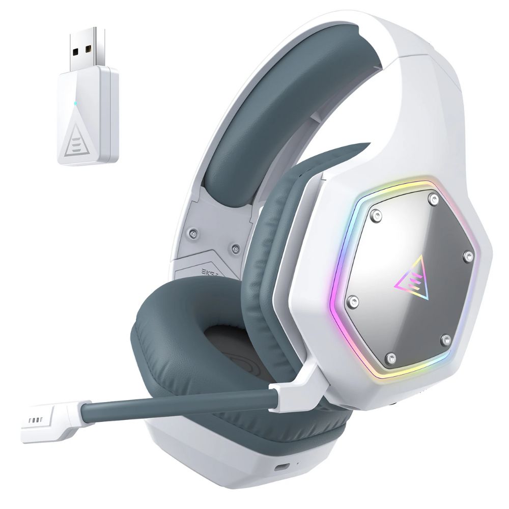 Casque PS5 sans-fil blanc technologie anti-bruit piloté par IA