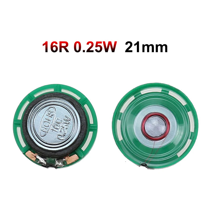 Haut-parleur rond de remplacement pour console rétro, vendu par lot de 2 — 16 Ω 0,25 W 21 mm