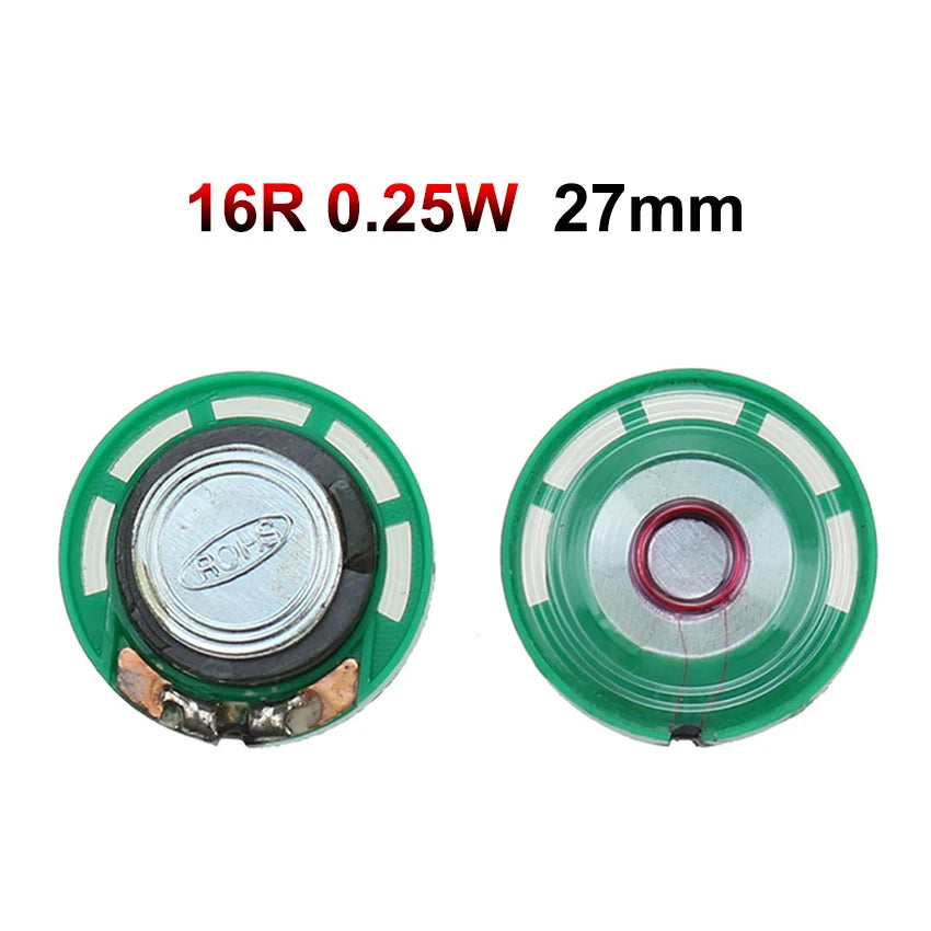 Haut-parleur rond de remplacement pour console rétro, vendu par lot de 2 — 16 Ω 0,25 W 27 mm