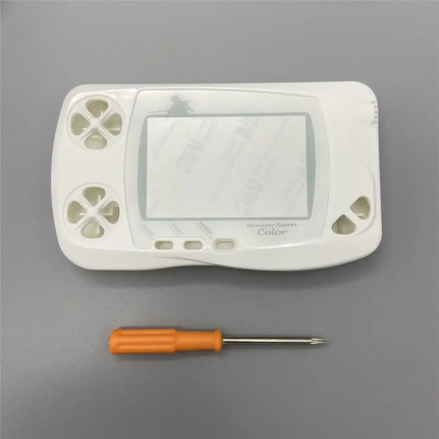 WonderSwan Color replacement shell, white with tools — image 5