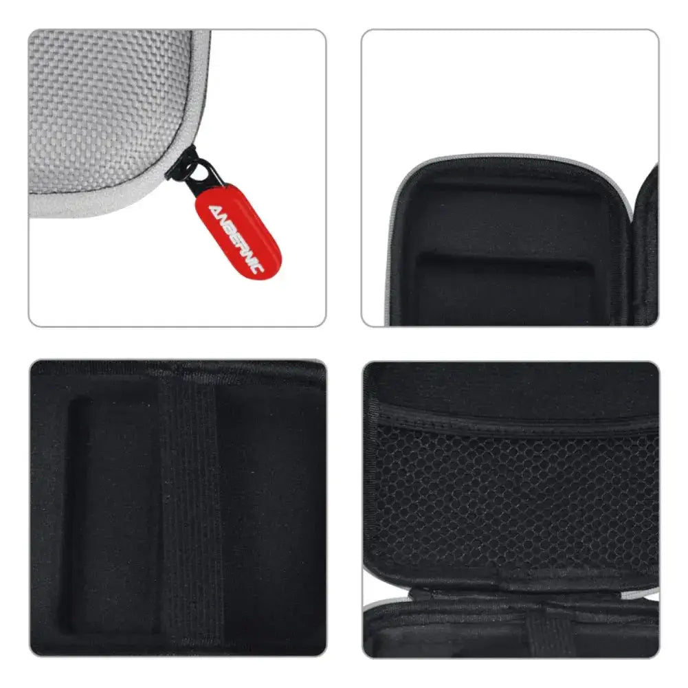 Housse Anbernic RG353V - Protection compacte et efficace, détails de la coque rigide et intérieur de rangement.