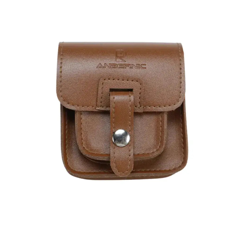 Housse Anbernic RG34XXSP – Style rétro & protection en simili cuir marron pour console de rétro-gaming.