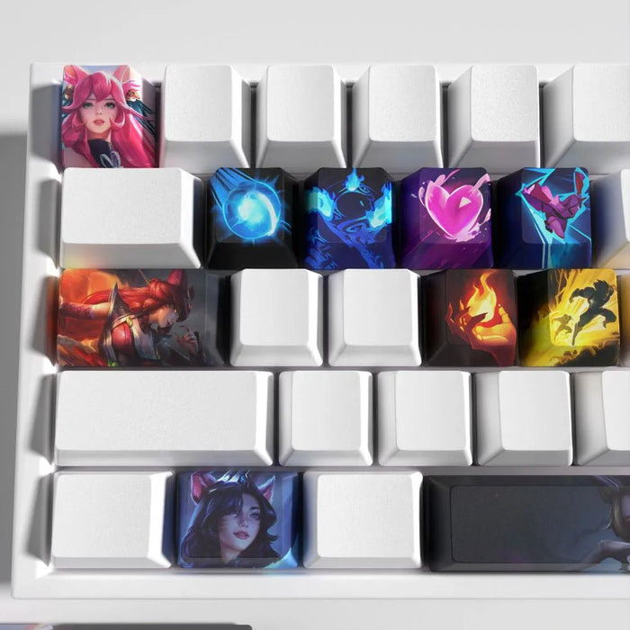 Profil OEM : garder chaque touche sur sa rangée — Keycaps Ahri League of Legends – profil OEM pensé pour les longues sessions