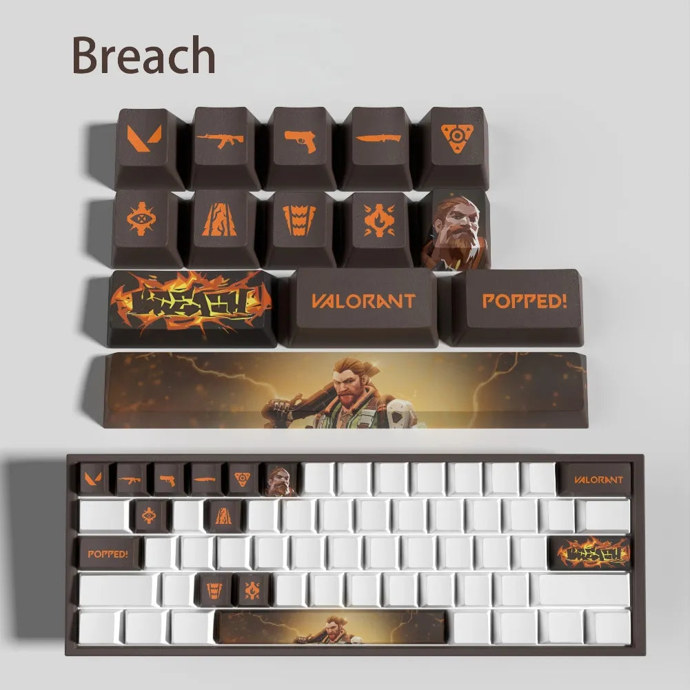 Set de 14 keycaps Valorant Breach en PBT ultra-résistant