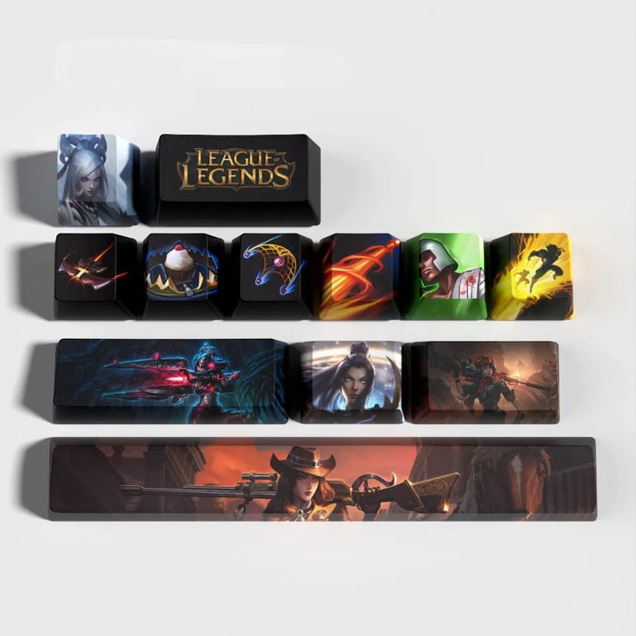Ni clavier hextech, ni jeu de touches complet — Keycaps Caitlyn League of Legends – finesse de gravure et légendes qui restent lisibles