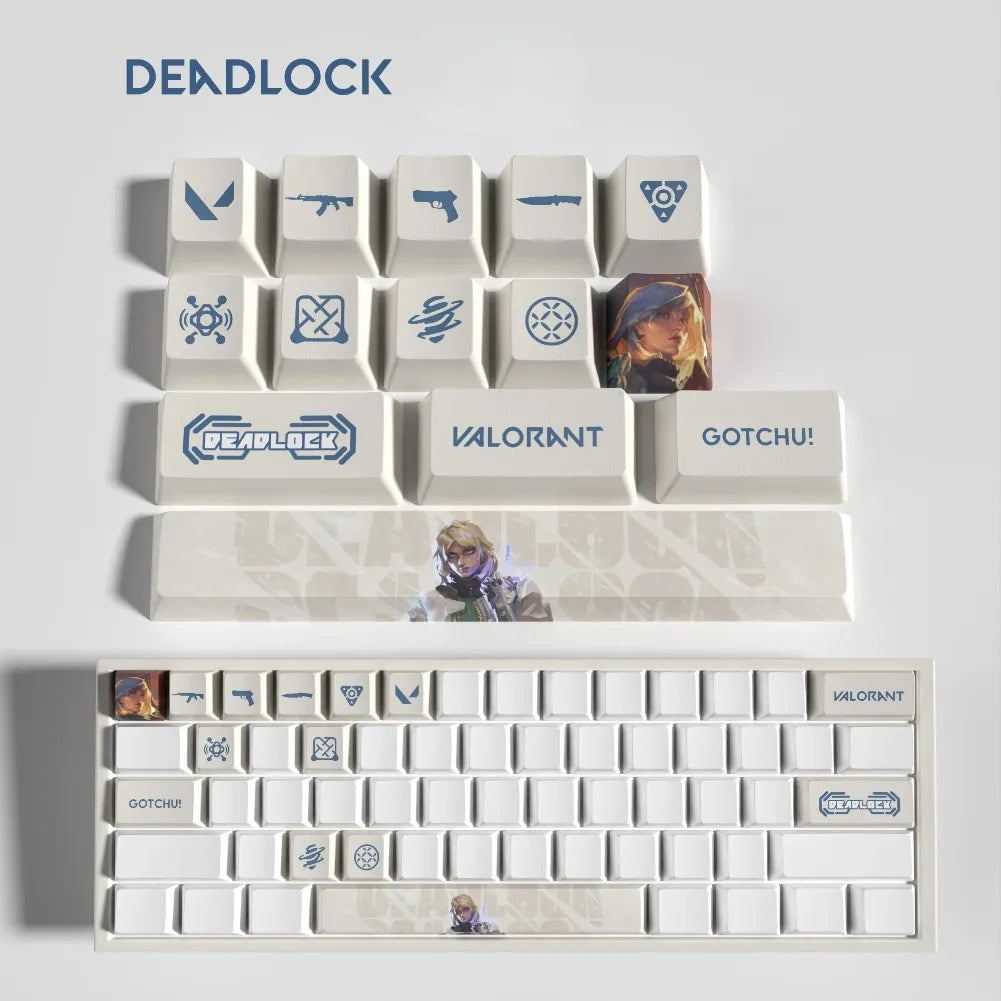 Set de 14 keycaps Valorant Deadlock en PBT ultra-résistant