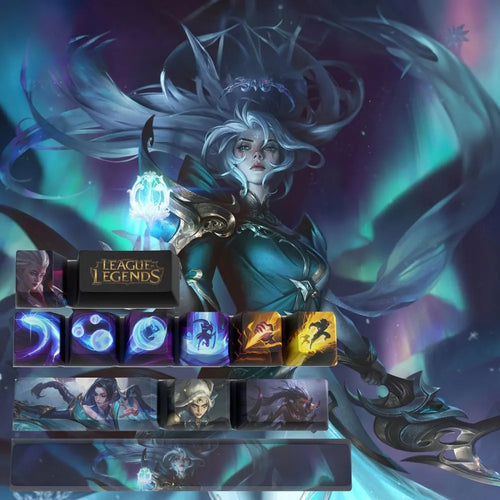 Keycaps Diana League of Legends – bleu nuit et argent pour un setup sombre