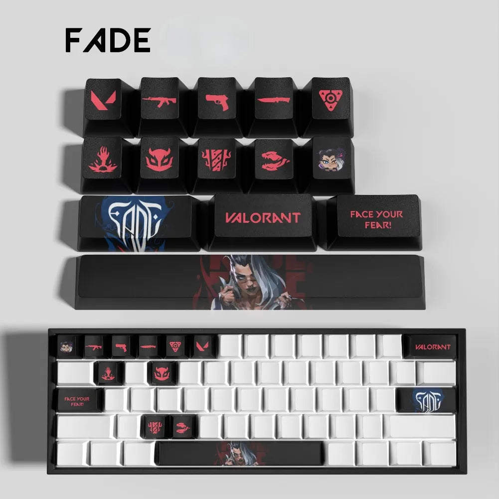 Set de 14 keycaps Valorant Fade en PBT ultra-résistant